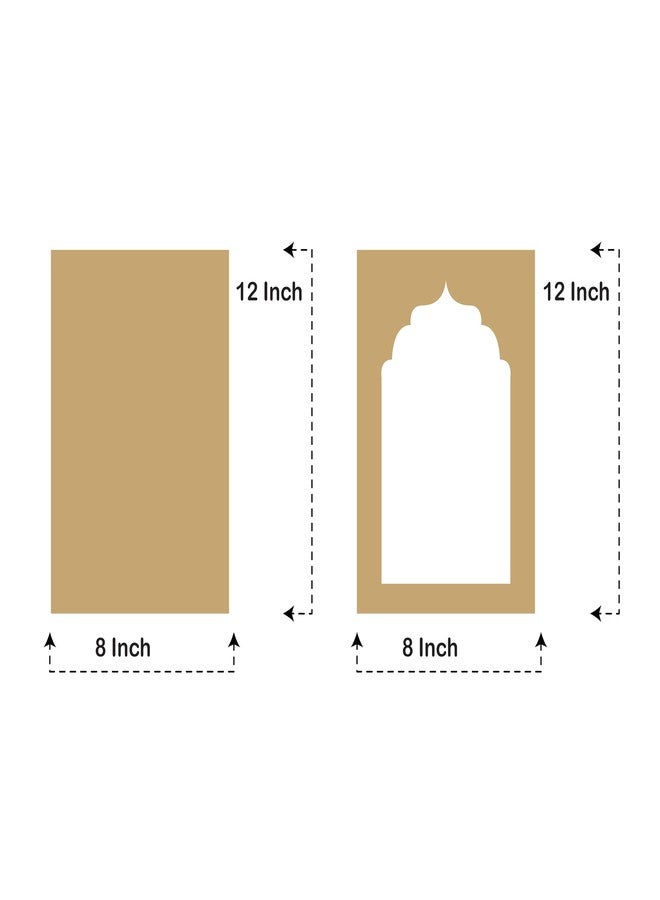 LET'S DIY Pack of 2 MDF Wooden Plain Jharokha Base - MDF Cutout for DIY Art and Craft Wall Hanging Decorations - Image 3